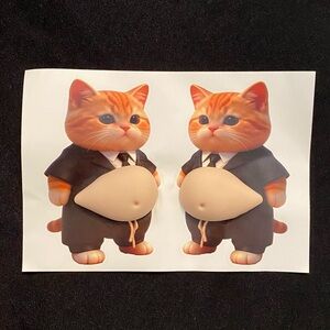 Pudgy Belly Kitty 3D Fidget Sticker Set - Help for stress & anxiety, ADHD NWOT